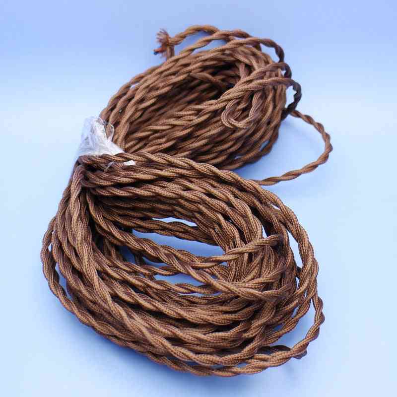 Brown Antique- Textile Braided, Woven Fabric, Lamp Cable Wires