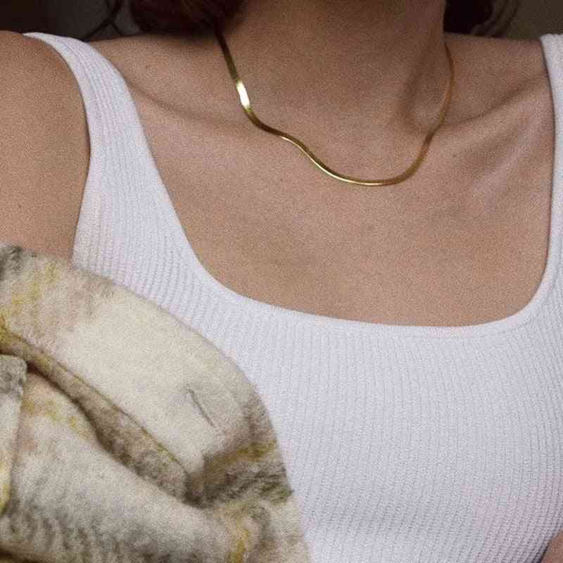 Street Style 18k Gold Plated Short Herringbone Chain Choker Necklaces