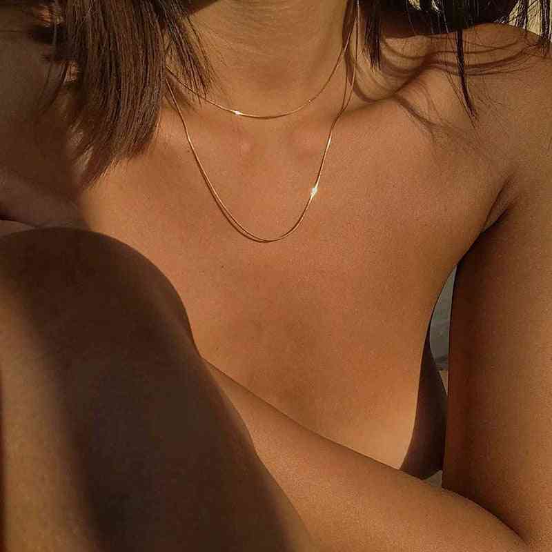 Minimalist Thin Snake Chain Gold Plated Necklaces
