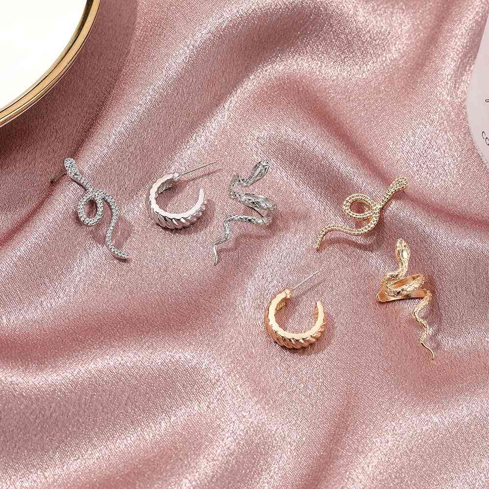 Brass Snake Earing Clips Without Piercing, Non Pierced Clip Earrings, Ear Cuffs For Women, Men Fake Pierced Jewelry
