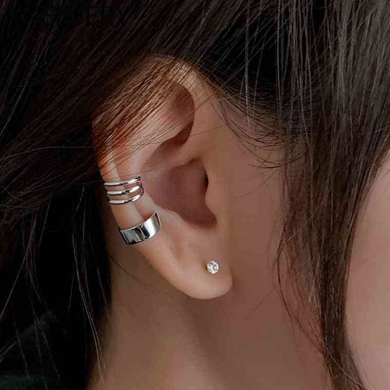 Polsini dell'orecchio lisci in argento sterling, clip, orecchini per le donne, nessun orecchino di cartilagine falso piercing