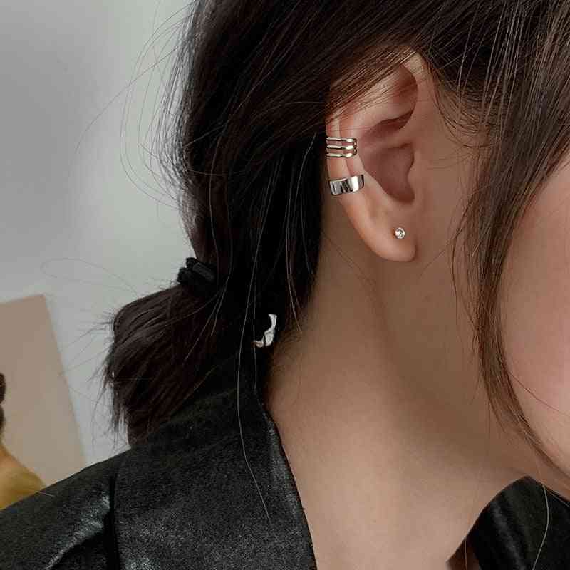 Sterling Silver Smooth Ear Cuffs, Clip, Earrings For Women, No Piercing Fake Cartilage Earring