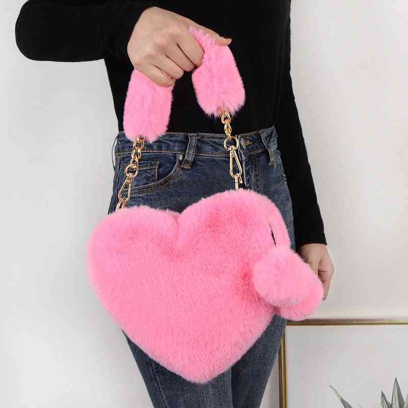 Zimske ženske torbice, ženska torbica v obliki srca v obliki ramen