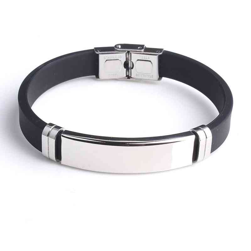 Bracelet silicone lisse, bracelets en acier inoxydable pour homme, bijoux de personnalité