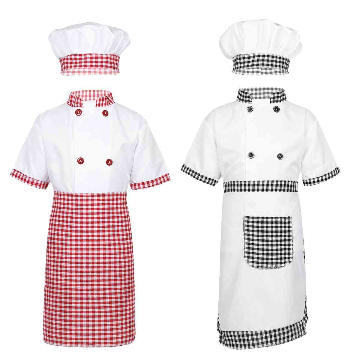 Chef Jacket With Apron Hat, Kitchen Cook Cosplay, Halloween Costume Set