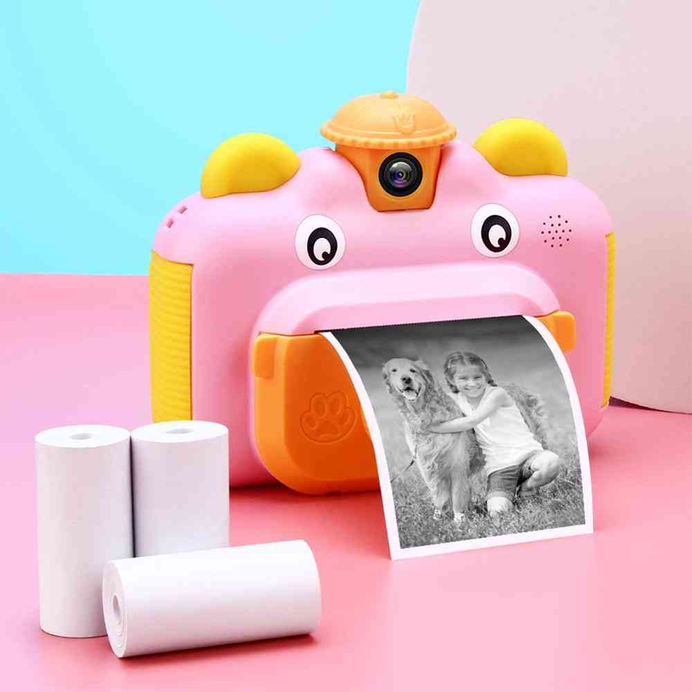 Kids Instant Print Camera, Cartoon Polaroid Hd Digital With Rolls, Thermal Photo Paper,, Creative Diy