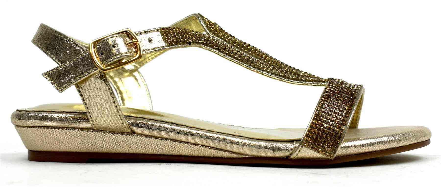 Låg wedge glamour guld skor