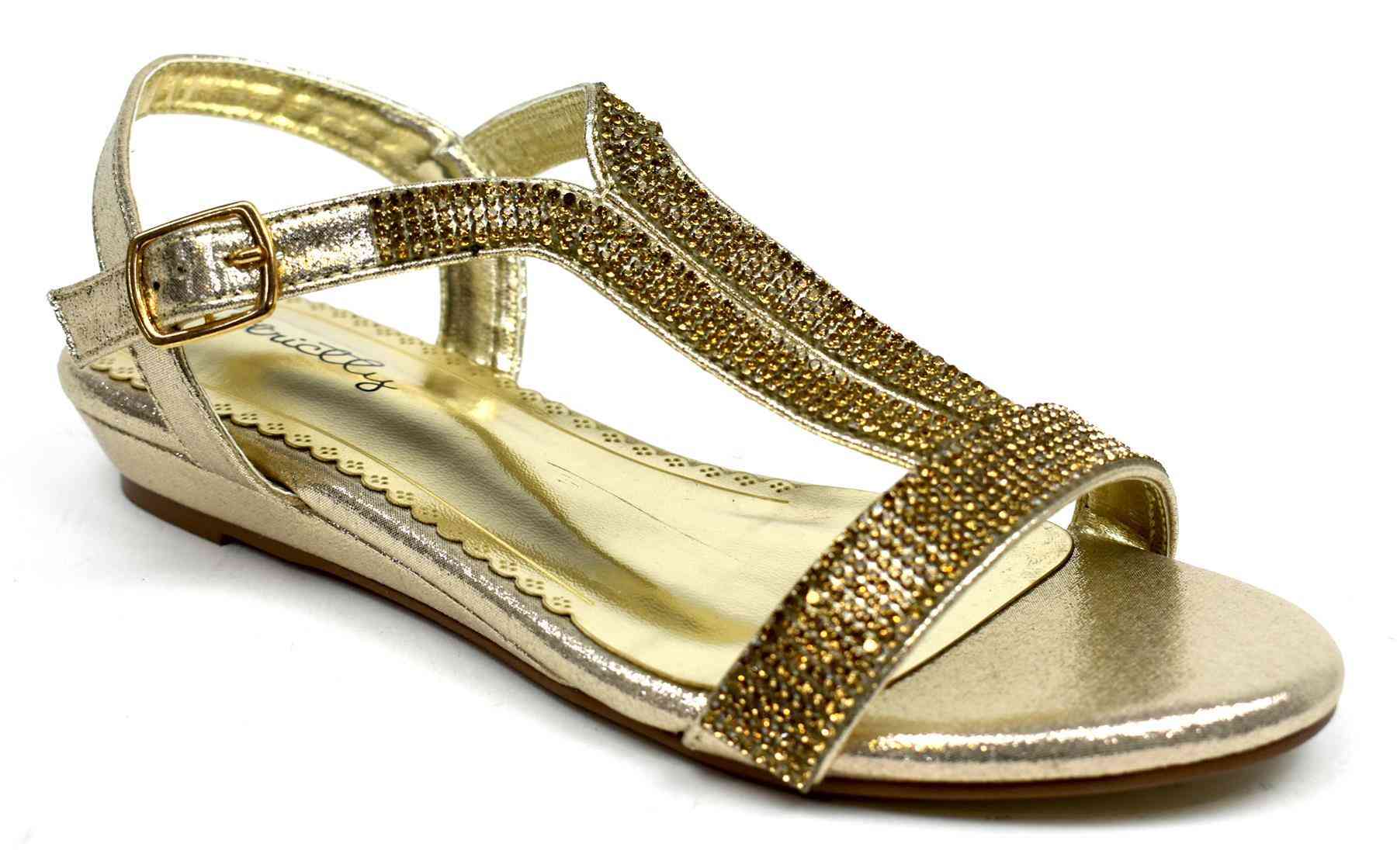Chaussure dorée glamour à talon bas