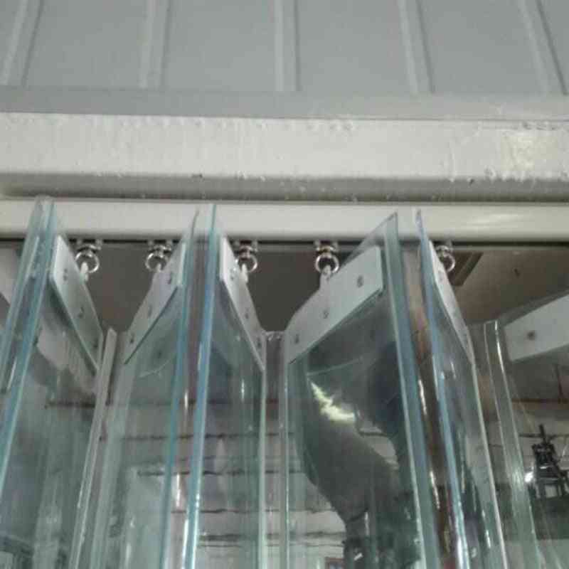 Transparentní plastová záclona z PVC větruvzdorná posuvná clona pro izolaci dveří s příslušenstvím