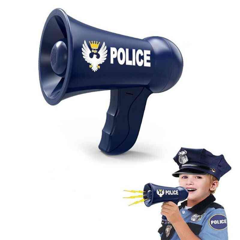 I bambini fingono di giocare, oggetti di scena della polizia cosplay, megafono di simulazione, giocattolo ufficiale del cambio di voce della sirena della polizia