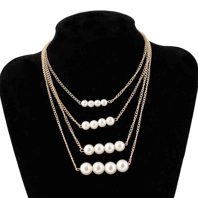 Colliers et pendentifs multicouches de grosses perles