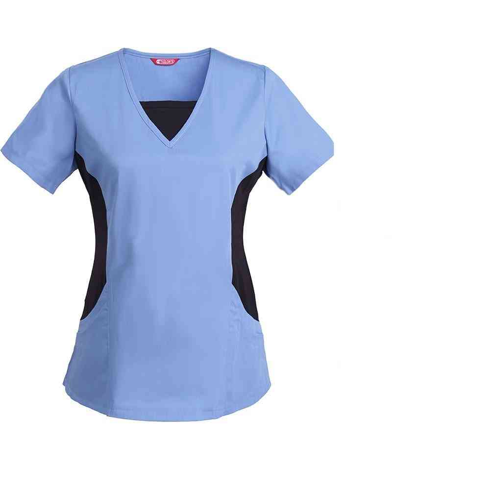 Women's Nursing Uniform Blouse Short Sleeve V-neck Working Top