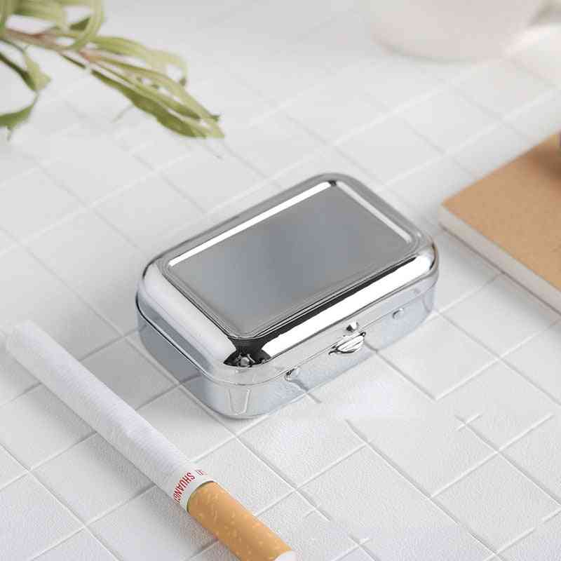 Metal Square, Ashtray Mini Portable With Lid Cigarette, Car Accessories