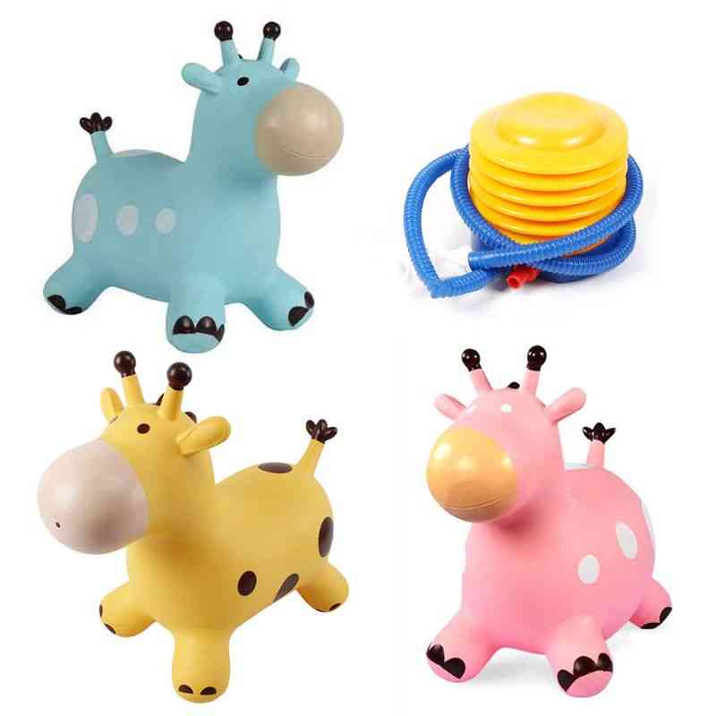 Inflatable Jumping Giraffe, Bouncy Hopper, Bouncing Animal Ride With Pump