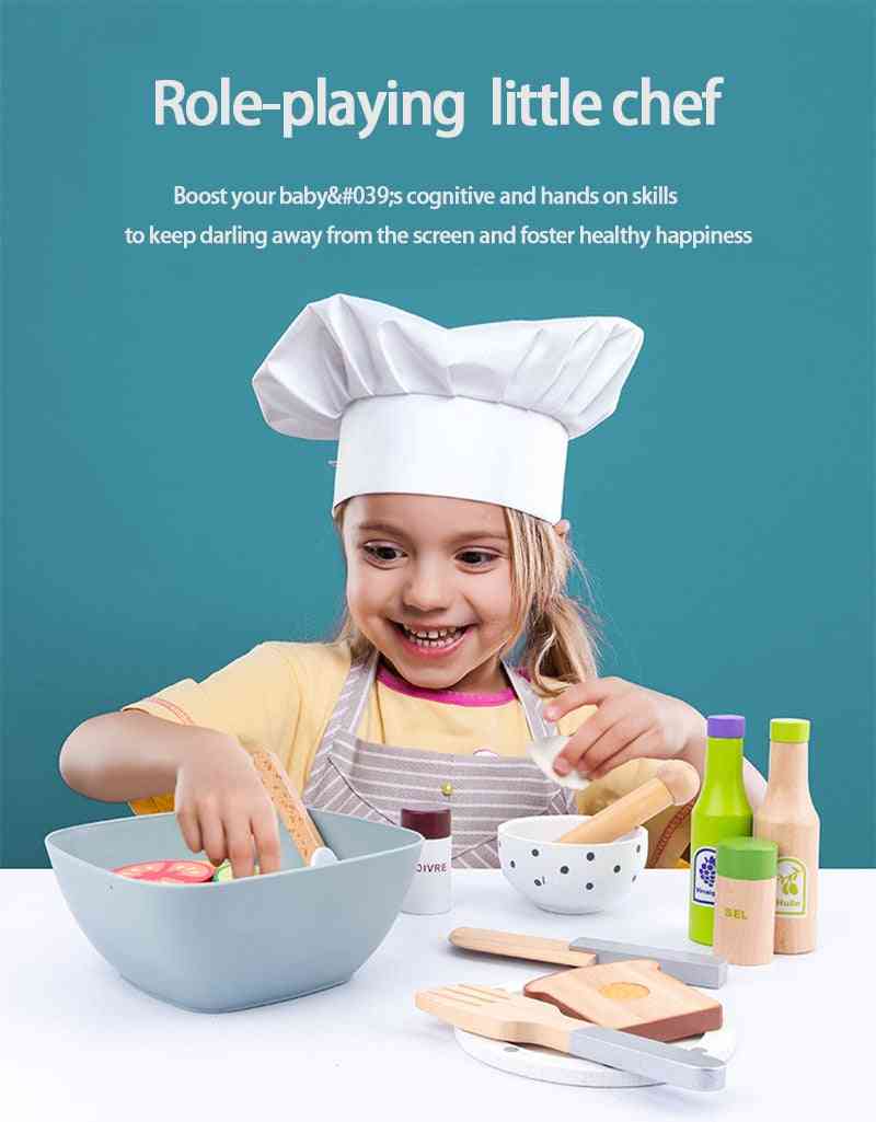 Cucina per bambini, insalata di verdure fai da te, cucina finta, cibo in miniatura, giocattolo in legno per, set per bambini