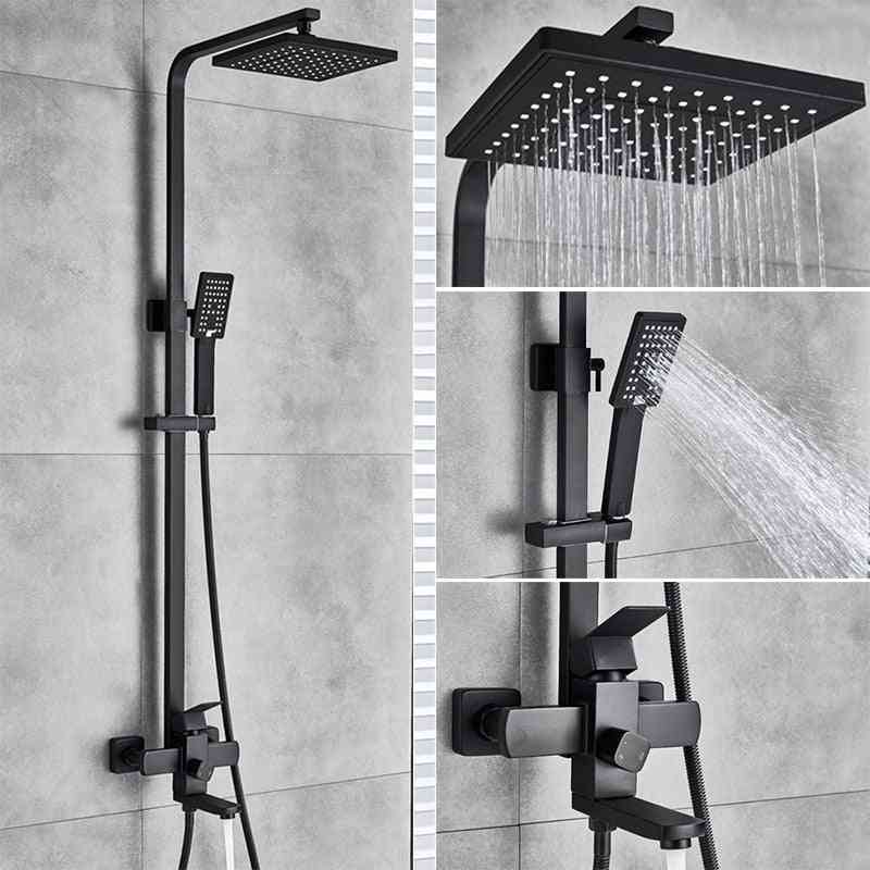 Robinet de bain à effet pluie noir mitigeur de douche baignoire mural