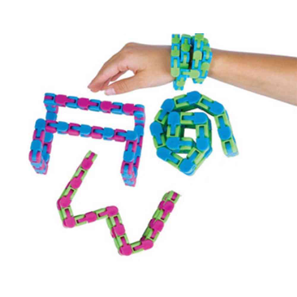 Slangepuslespil klassiske sensoriske legetøj skøre spor snap og klik.