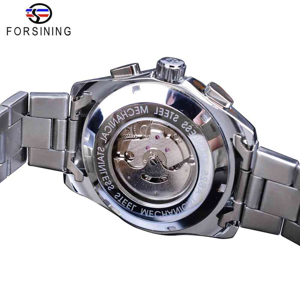 Men's Mechanical 3 Dial Calendar Automatic Self-wind Business Sport Stainless Steel Belts Wristwatch