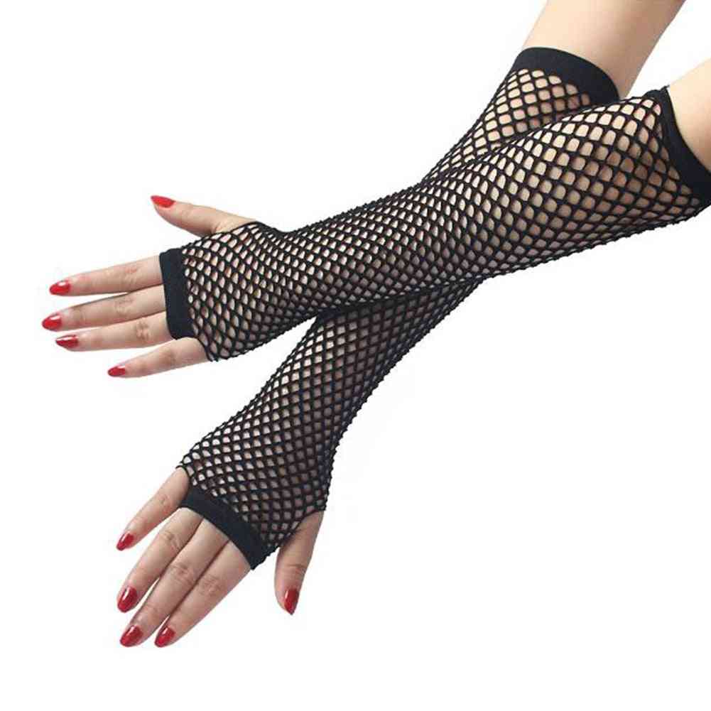 Síťované síťované dlouhé rukavice, módní dámské dámské dívčí rukavice