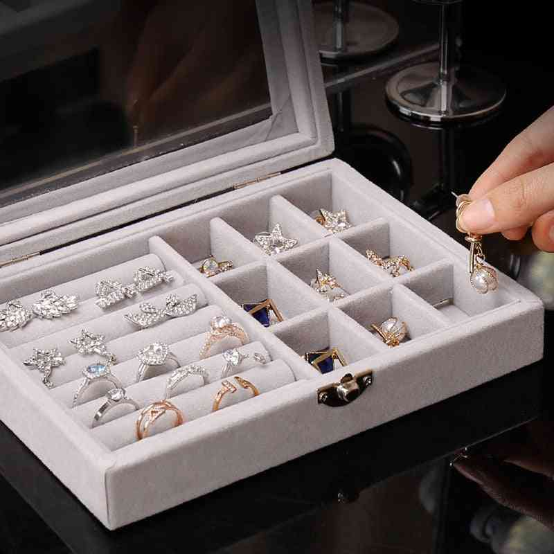 Scatola organizer per anelli di gioielli in velluto portatile di moda