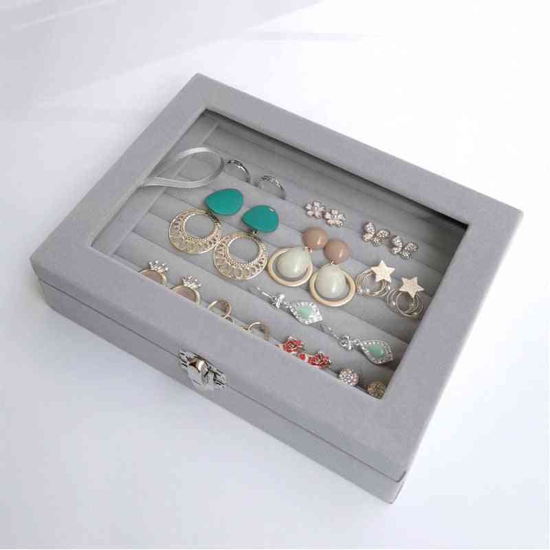 Boîte d'organisateur de bague de bijoux en velours portable de mode