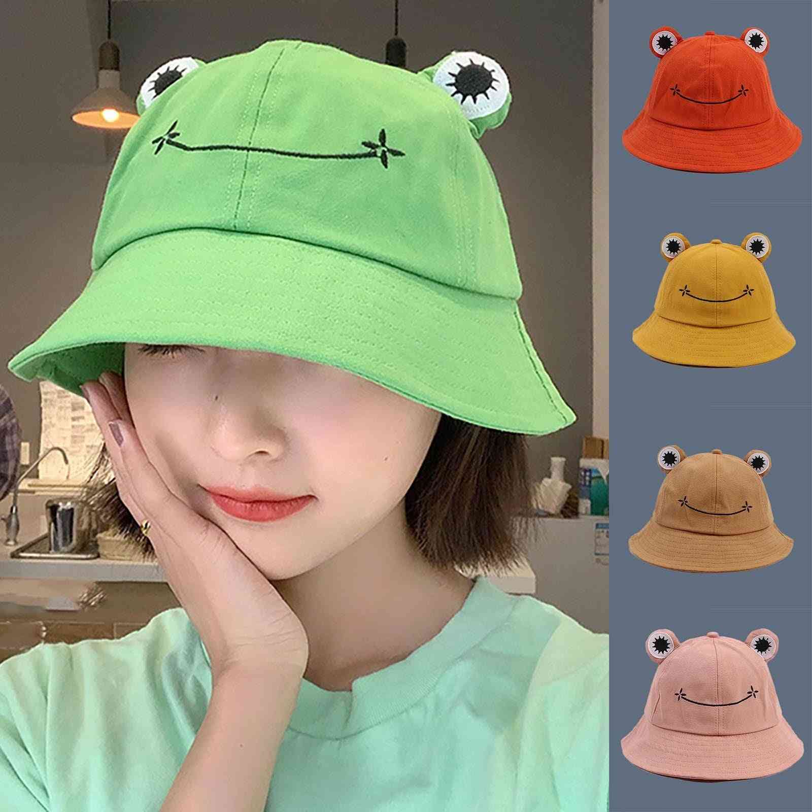 Frog Bucket Hat, Summer Women Fishing Cap