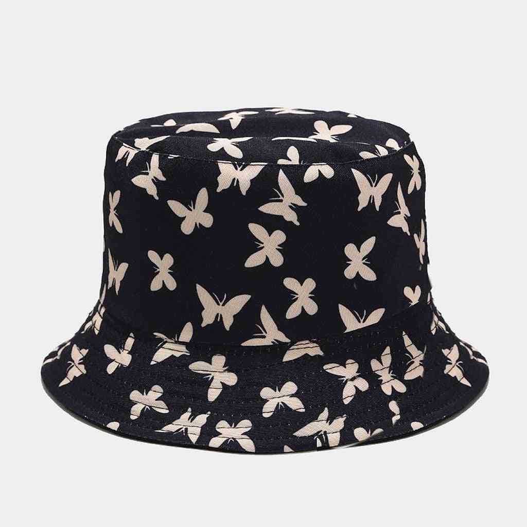 Dubbel sida slitage hatt, ko mönster bucket cap