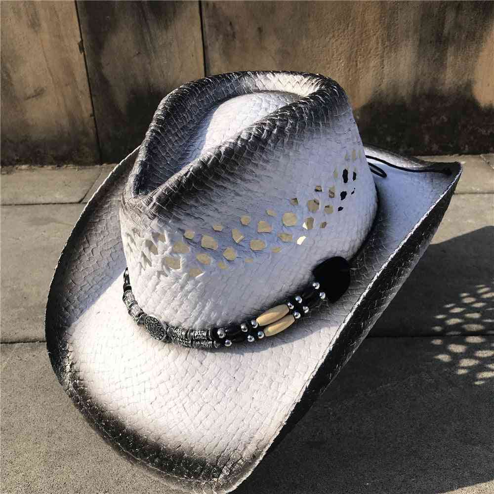 Paglia per donna/uomo, cappello da sole da cowboy cowgirl
