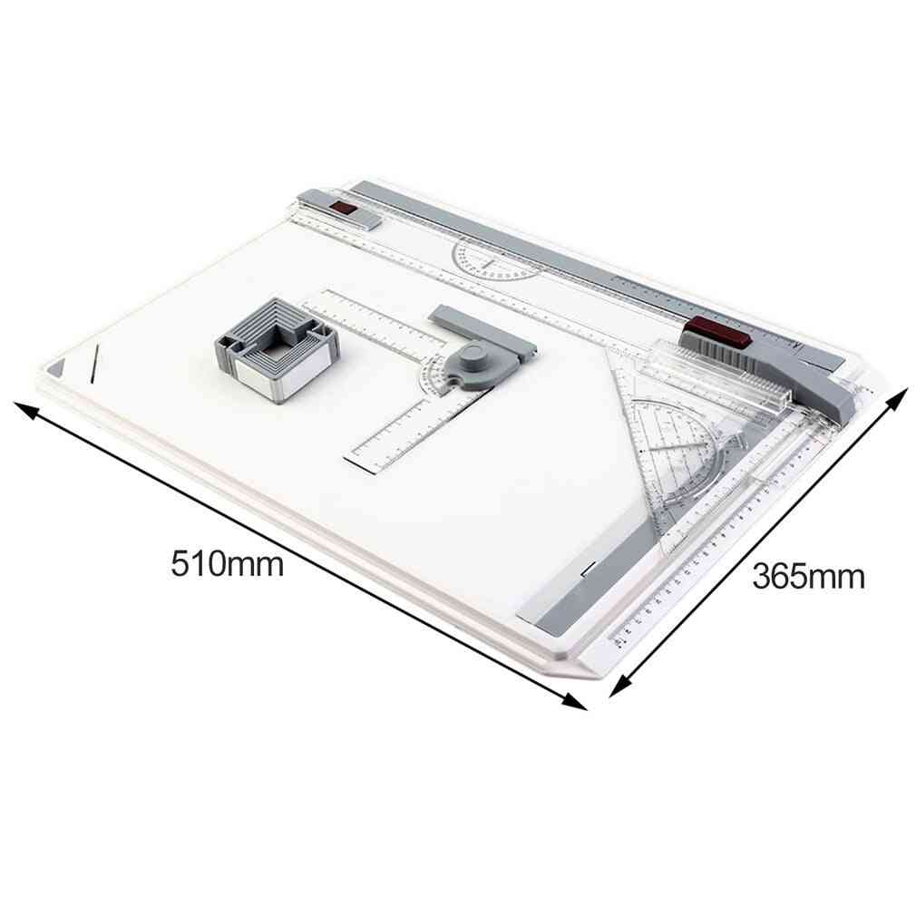 Portable- A3 Drawing Board Table With Parallel Motion Adjustable, Angle Drawing Tools