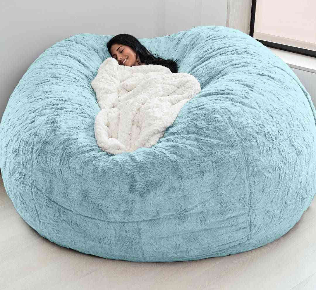 Soft, Comfortable Fluffy Fur Giant Bean Bag Sofa Cover