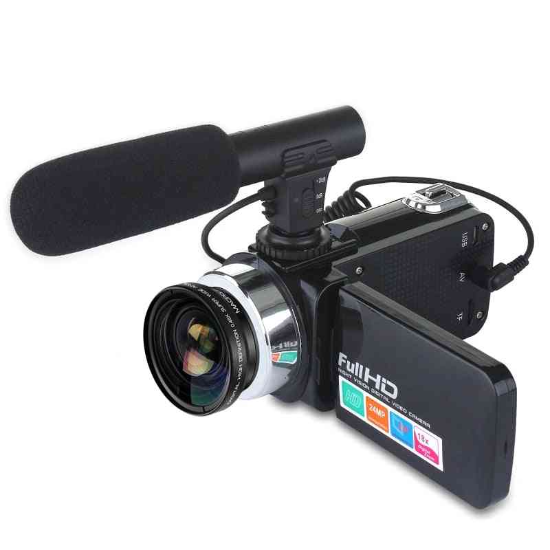 Professionell 24mp videokamera, digital videokamera mörkerseende, LCD-pekskärm