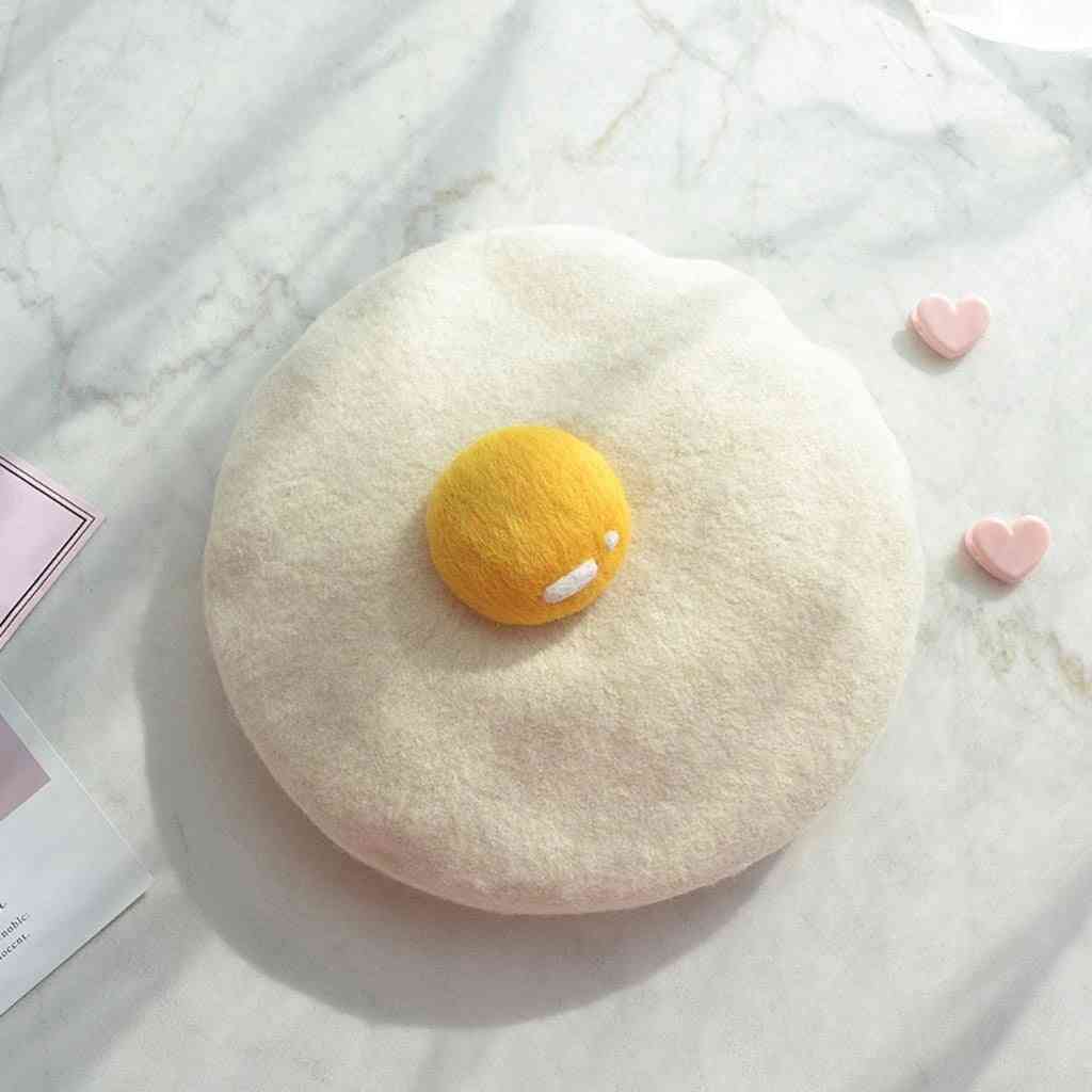 Women Cute Hats, Wool Child Baby Poached Egg Beret Cap
