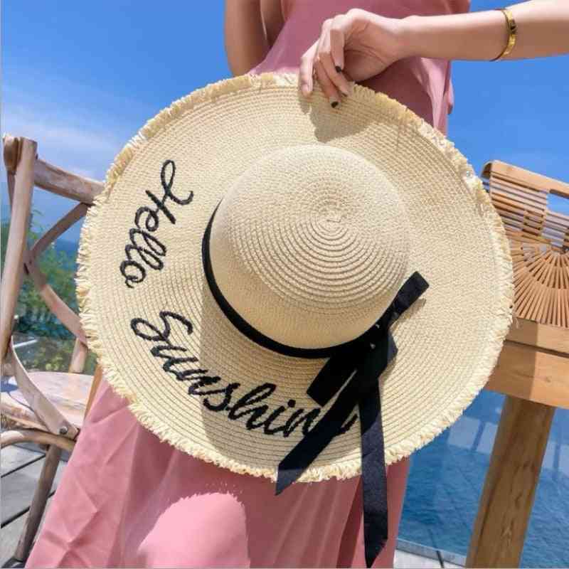 Sun Hats For Women, Lace Up Straw Hat, Beach Caps