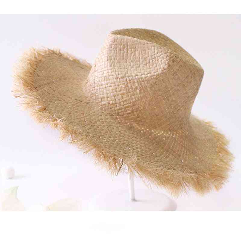 Poletni klobuki za sončenje iz rafije, poletne kape na plaži