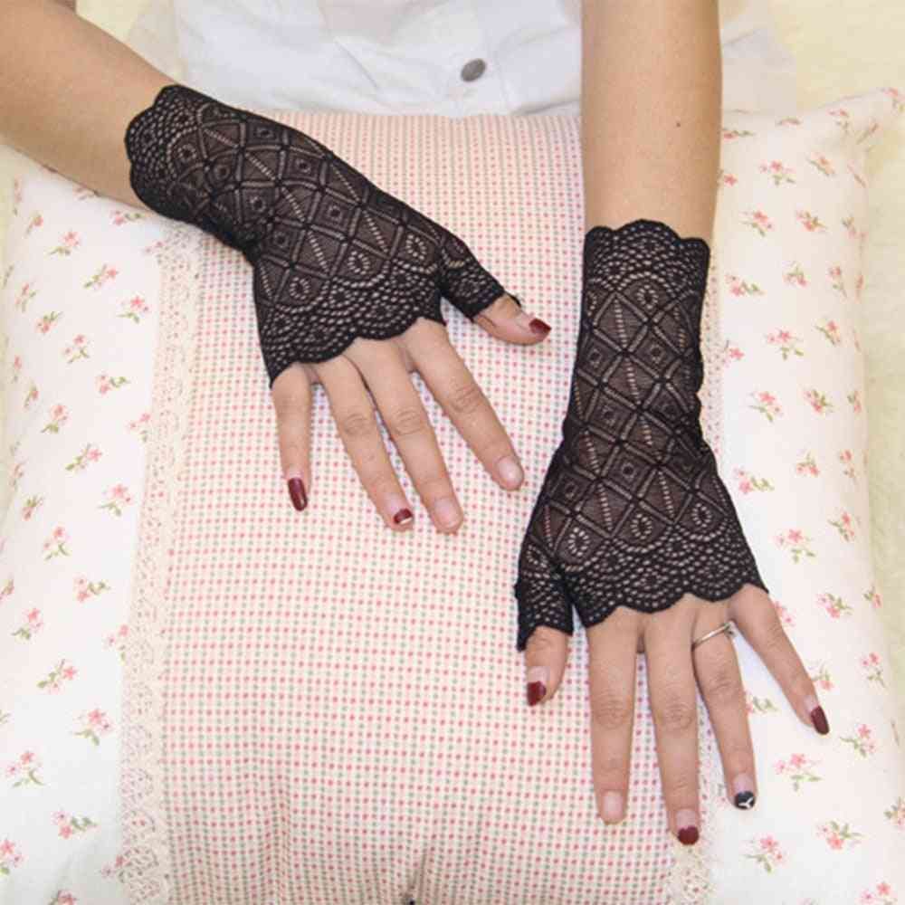 Female Sunscreen Fingerless, Driving Party Gloves