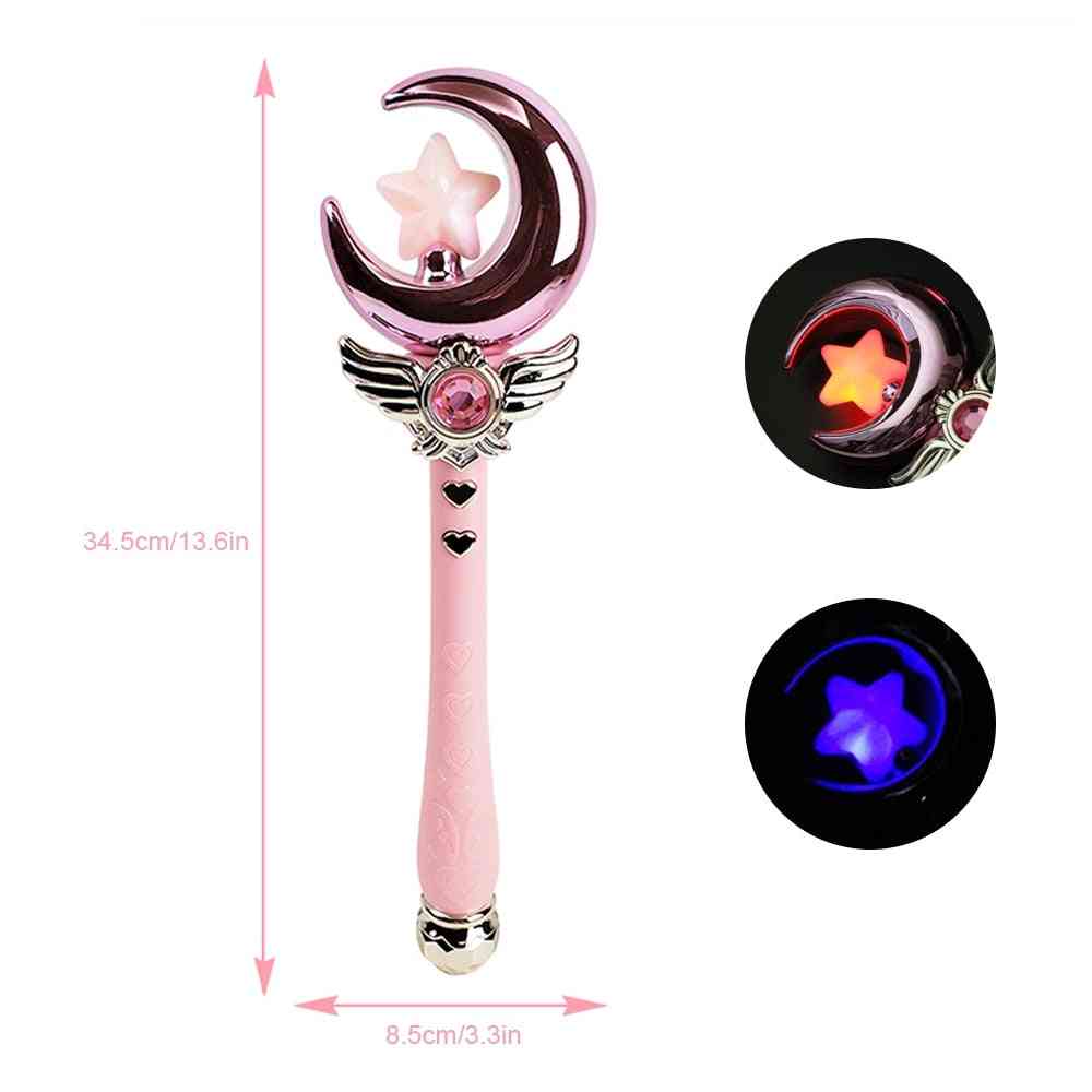 Girl Magic Wand Cosplay With Light And Music, Moon Star, Glow Stick