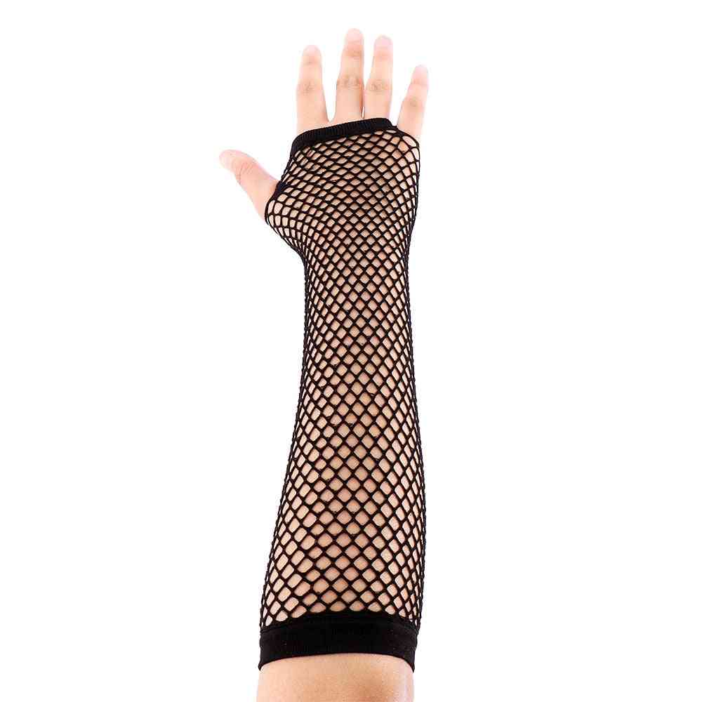 Fishnet Long Fingerless Gloves