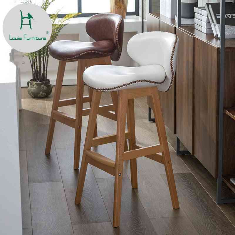 Modern Short Solid Wood Backrest Louis Fashion Bar Chairs Stools