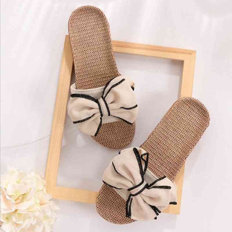 Women Summer Casual Slides Comfortable Flax Slippers Sandals