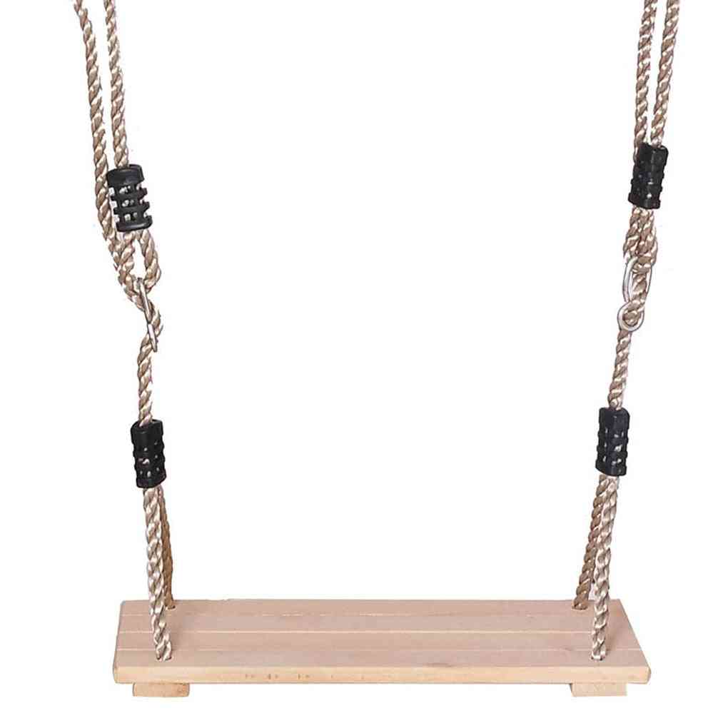 Adjustable Classic Wooden Swing Seat With Strong Swing Rope For Hanging Swing