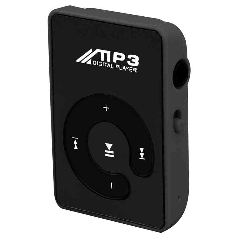 Mini Mirror Clip Usb Digital Mp3 Music Player Support 8gb Sd Tf Card Black