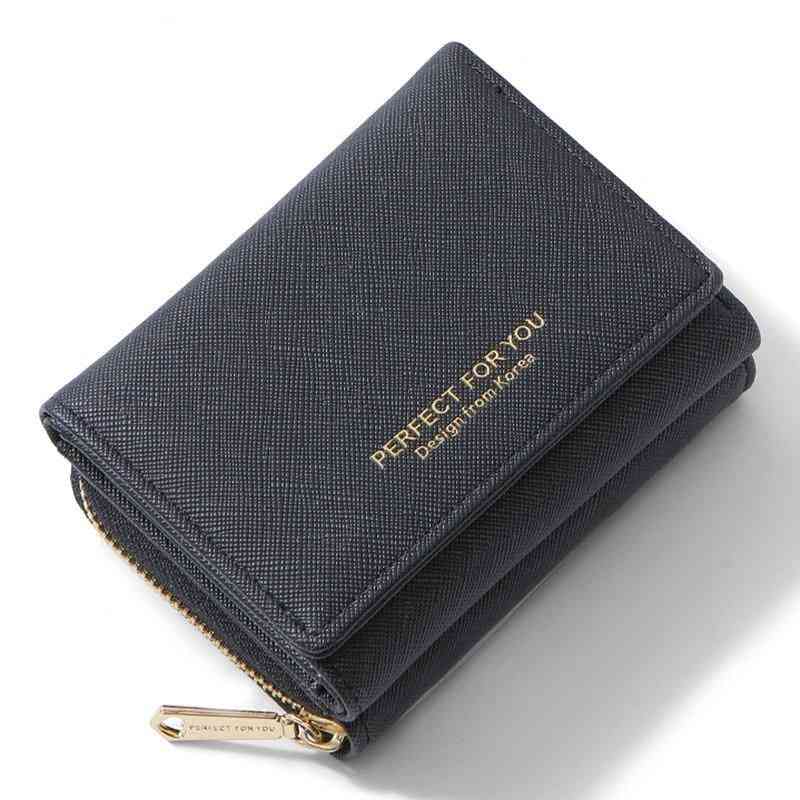 Brand Trifold Small Wallet Women Soft Leather Zipper Coin Pocket Purses