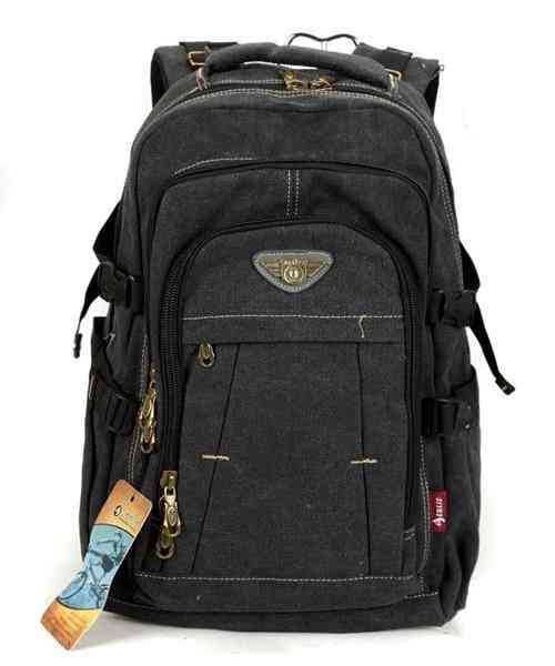 Men- Military Canvas Backpack, Zipper Rucksacks Laptop & Shoulder Bags
