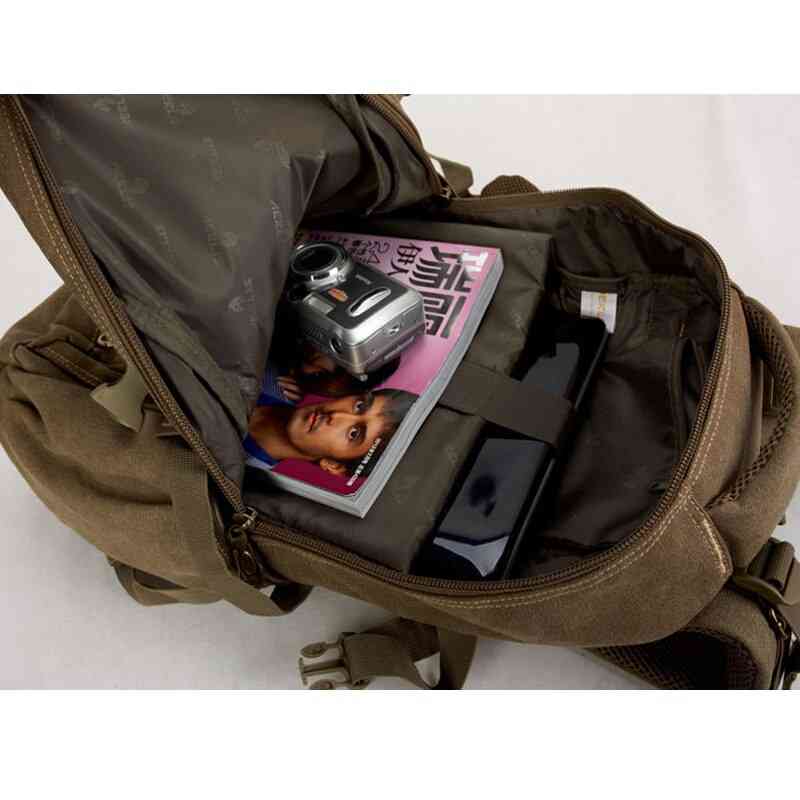 Férfi katonai vászon hátizsák cipzáras hátizsák laptop és váll iskolatáska