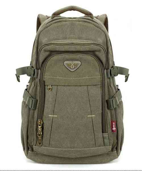 Férfi katonai vászon hátizsák cipzáras hátizsák laptop és váll iskolatáska