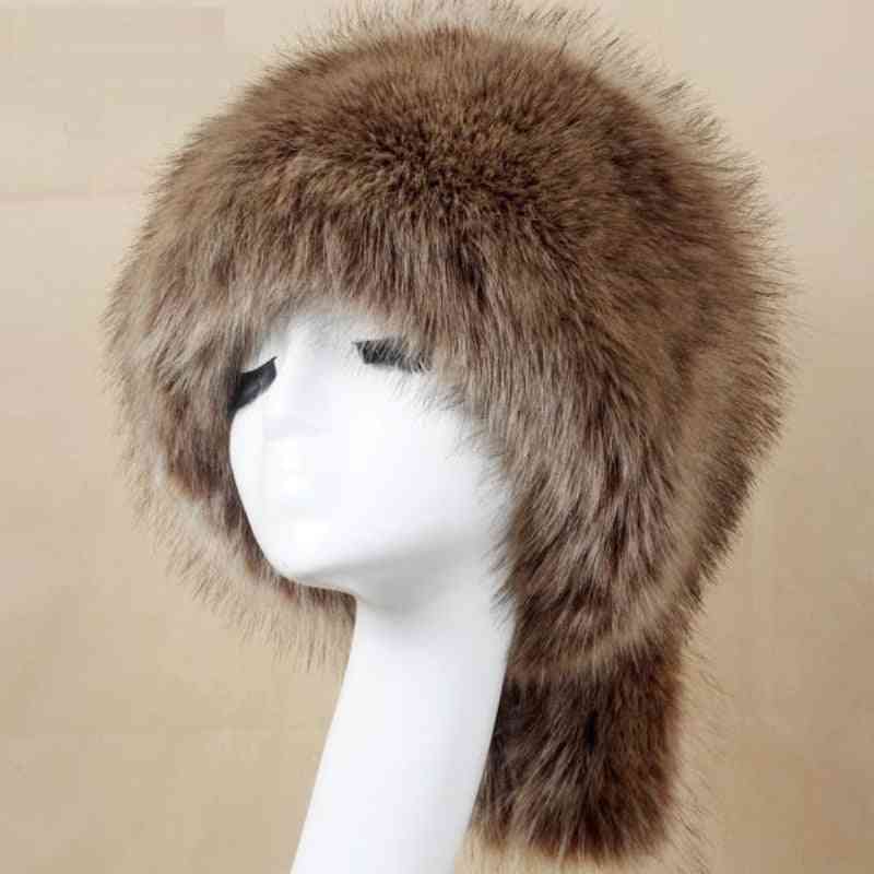 Zimní dámská teplá kožešinová čepice, kšiltovka s klapkou do uší