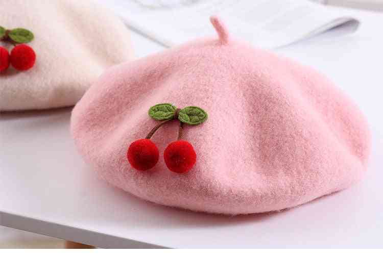 Barn körsbär vinter hög kvalitet basker hatt mössa