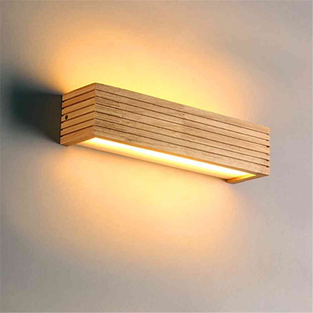 Modern Japanese Style Oak Wooden Led Wall Lamp