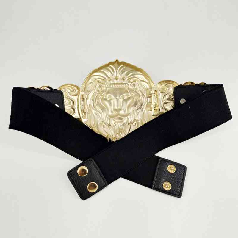 Women's Fashion Metal Wide Waistband Elastic Belt