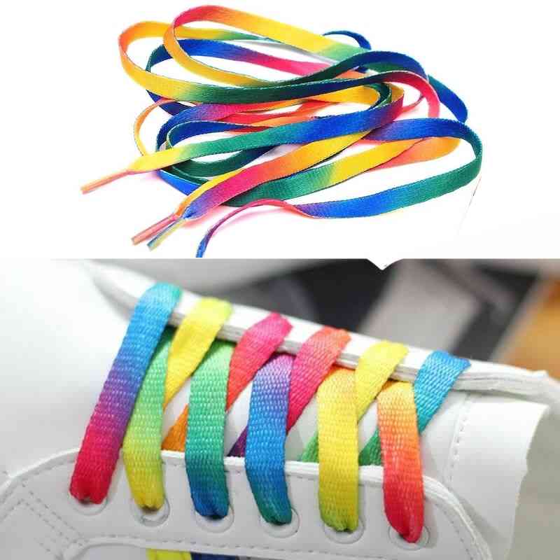 1pair Rainbow Gradient Flat Shoelaces For Canvas